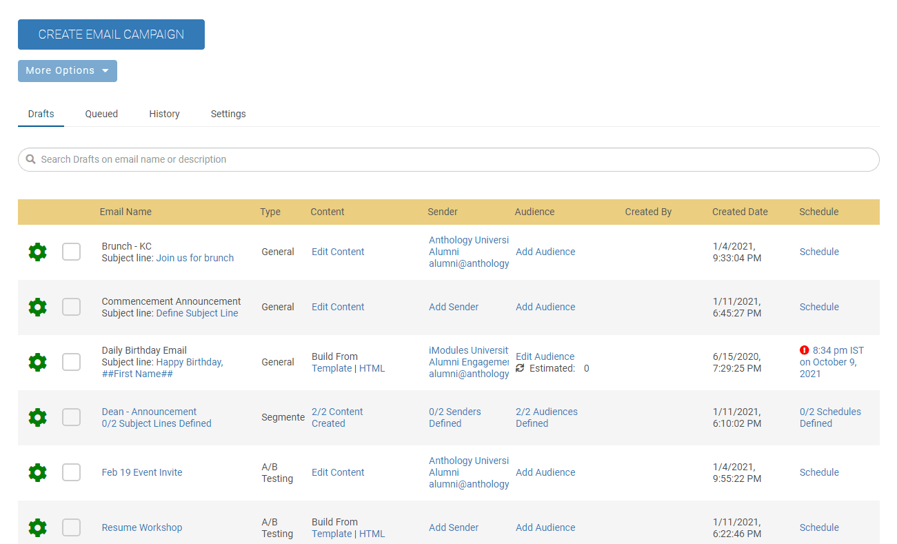 Screenshot of Encompass project interface