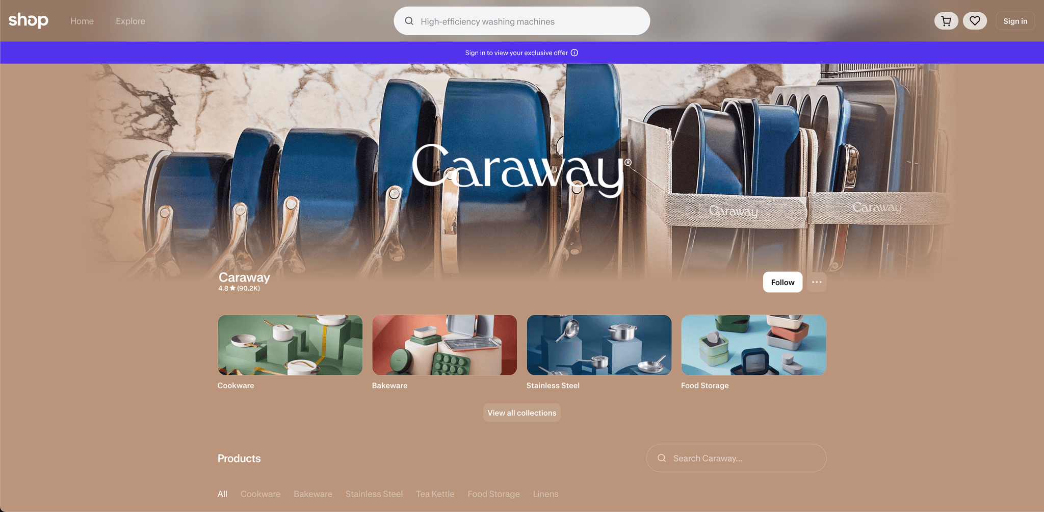 Screenshot of Shop Web project interface