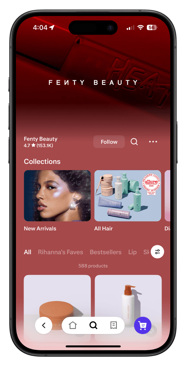 Screenshot of Shop App project interface